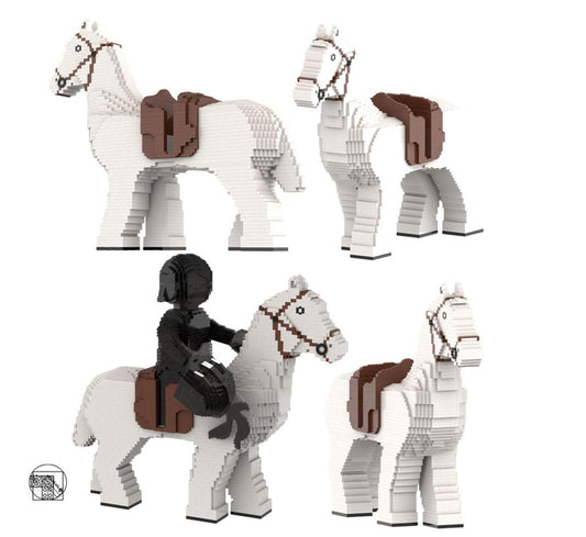 Maxi Figure White Horse With Brown Saddle