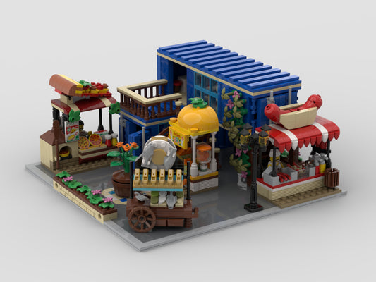 Modular Urban Food Area + 3 Stand + 1 Cart